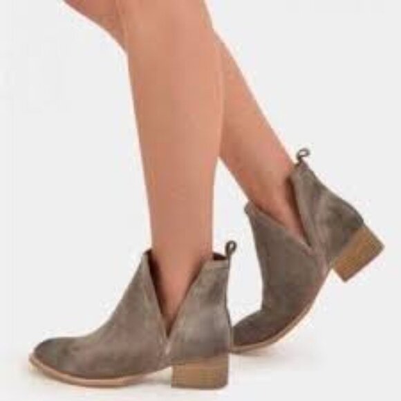 JEFFREY CAMPBELL "Muskrat - LO" Caramel Suede Booties 7.5M - Picture 1 of 11